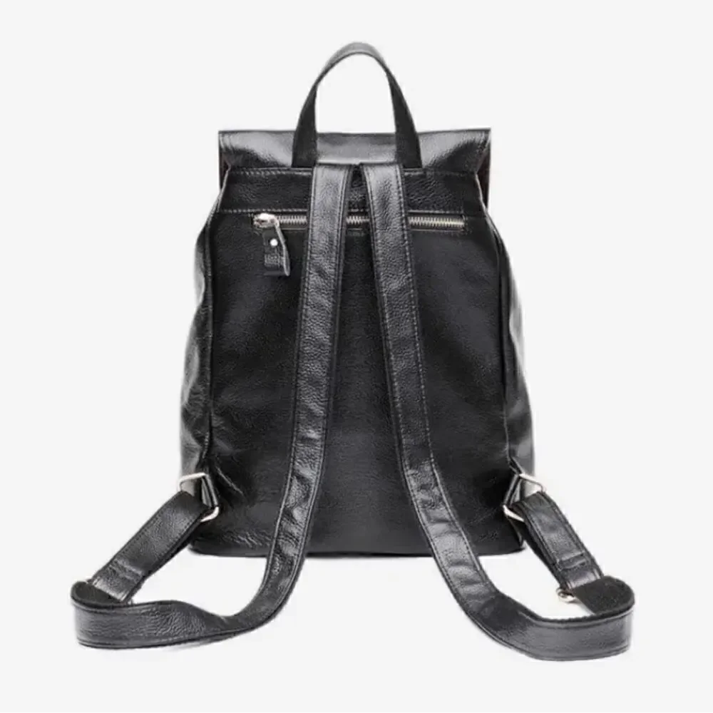 BACKPACK BLACK PEBBLE LEATHER SCHOOL WORK OFFICE TRAVEL